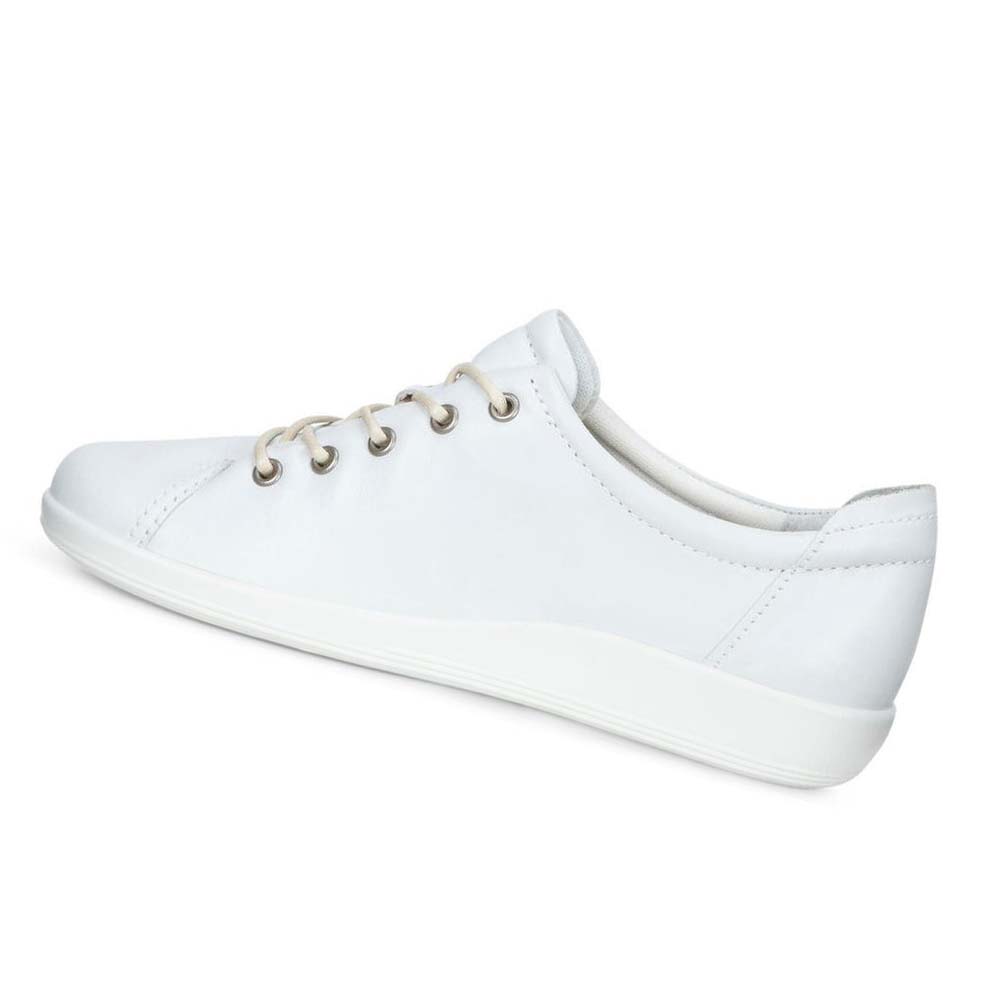 Women's Ecco Soft 2.0 Tie Sneakers White | USA 231HAP